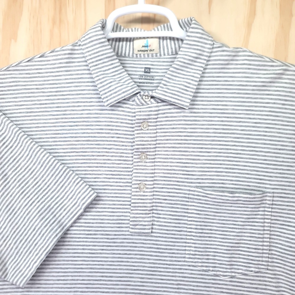 Johnnie-O Hangin Out Nelly Shirt Mens XL‎ Gray Striped Polo Performance Golf